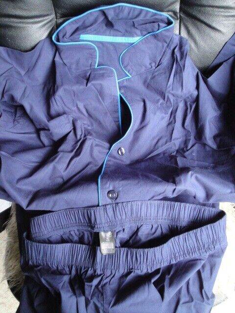 Tesco Men's Pyjama Set. XL Navy Blue with lighter blue piping. New.