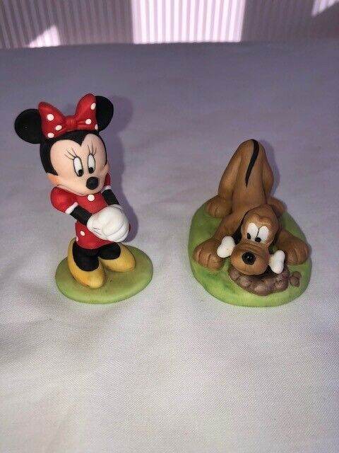 Disney Grolier Porcelain Figurines  Pluto and Minnie Mouse