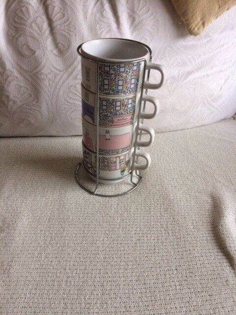 New 4 Stacking  Mugs on Stand time for tea by AshleyThomas Design