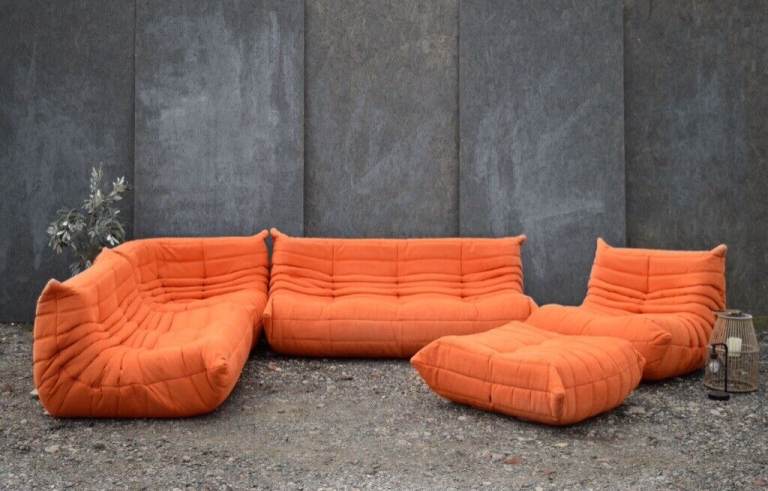 LIGNE ROSET 5 PIECE TOGO IN ORANGE MICROFIBRE [981]