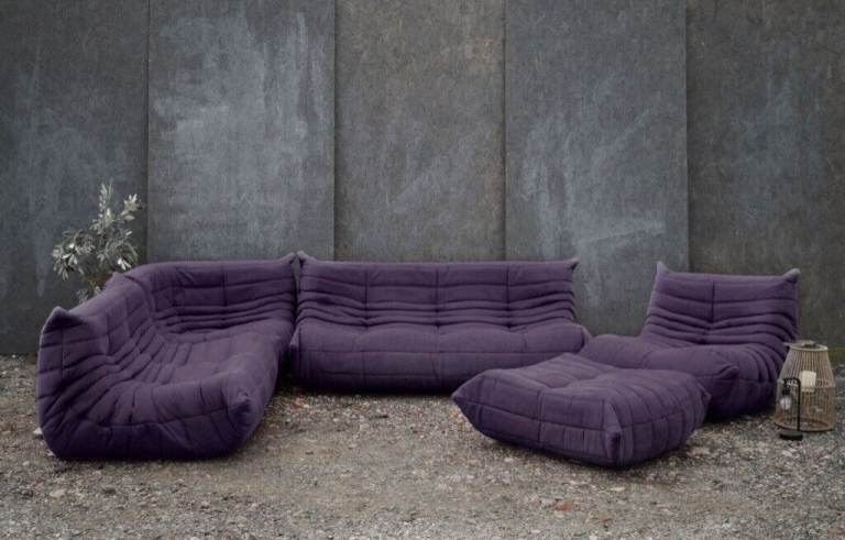 LIGNE ROSET 5 PIECE TOGO IN PURPLE MICROFIBRE [932]