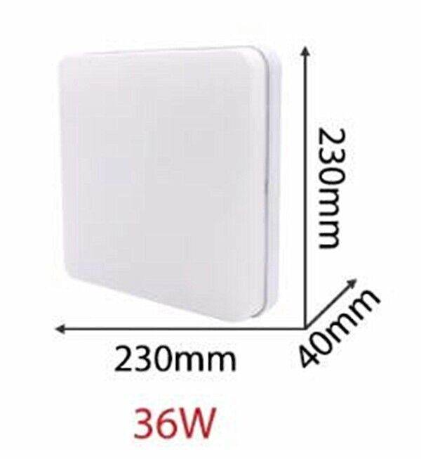 Square 36W LED Ceiling Light, Bright Cool White, Waterproof For Bathroom, Kitchen, Toilet, Bedroom