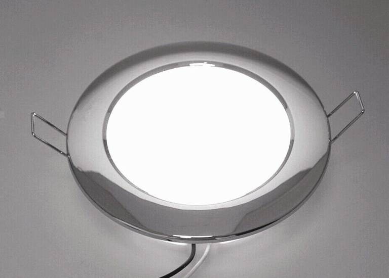 6 Watt LED Panel Ceiling Light, Polished Chrome Frame, Recessed Mounting
