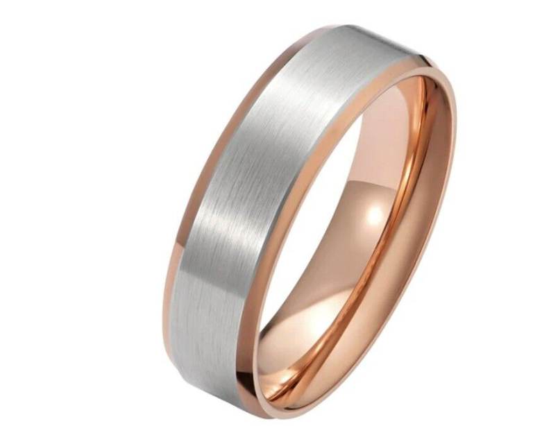 Rose Gold and Platinum Men's Wedding Ring Size T