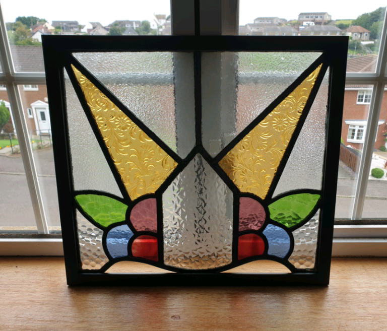 **£125** Antique Stained Glass Window (Framed) 42x38cm