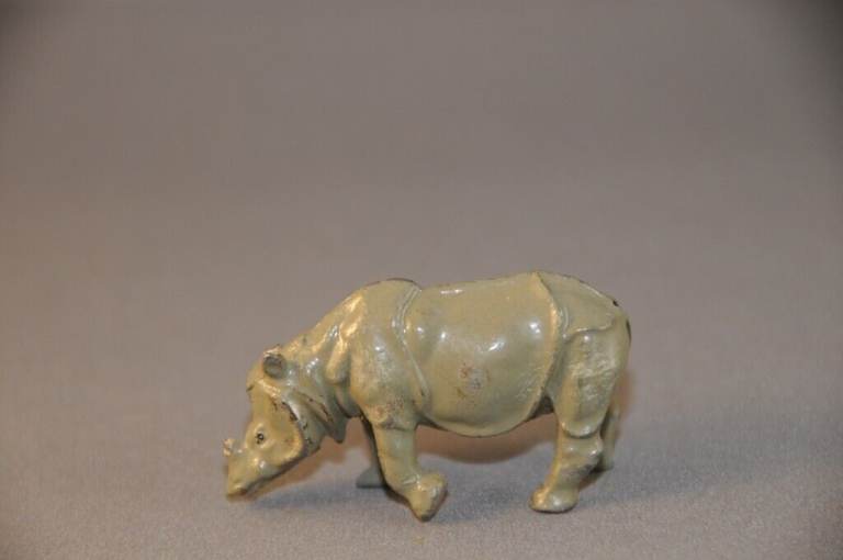 Vintage Britains Hollow Cast Lead Toy Rhinoceros Wildlife Animal Model From Zoo Series Number 951