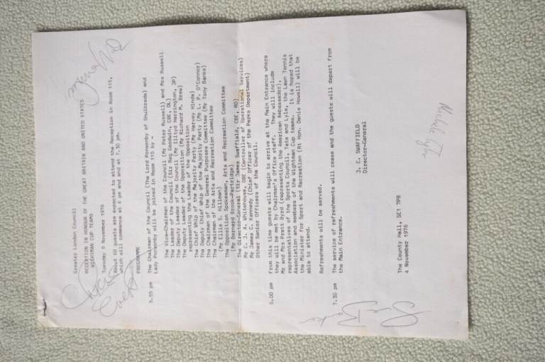 Autographs Of Tennis Stars Sue Barker, Chris Evert, Virginia Wade, Michelle Tyler From 1976. VGC
