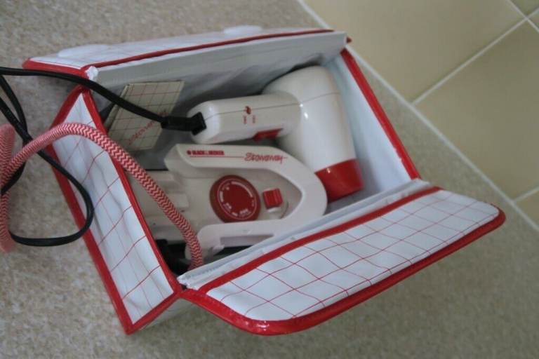 Stowaway Travel Iron, Hair Dryer, Sewing Kit Set Dual Volt