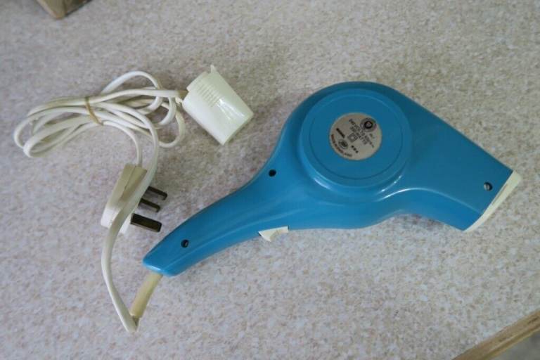 1960s Vintage Hair Dryer, Blue with Concentrator Real-retro design style.