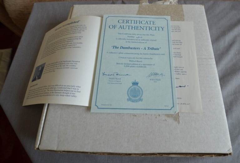 THE DAMBUSTER CERTIFICATES OF PLATES POSTED ON THIS SITE PRICE IS FOR EVERYTHING