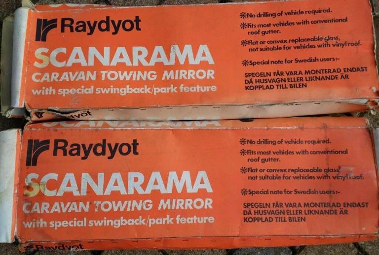 Caravan or trailer towing mirrors - 2 mirrors.