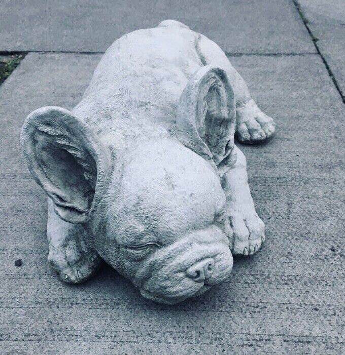 Sleeping French Bull Dog Garden Ornament