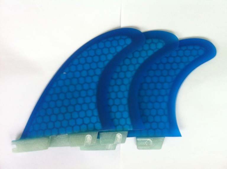 SURFBOARD FINS Honeycomb Blue FCS II Surf Fins, fcs 2 Thrusters set fcs2
