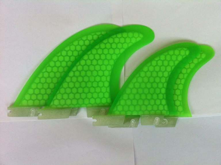 SURFBOARD FINS Honeycomb Green FCS II  Surf Fins, fcs 2 Quads set fcs2