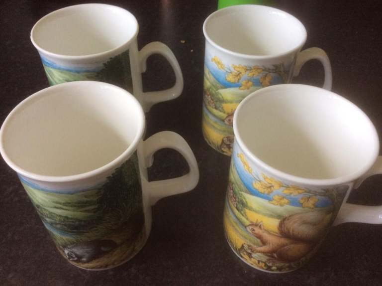 Set of 4 fine bone China mugs