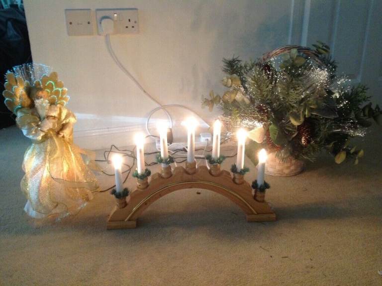 Fibre optic Christmas basket & fibre optic fairy plus Candle light