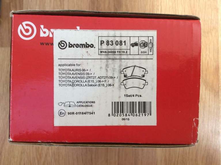 Brembo Toyota front brake pads and oil filter new in box
