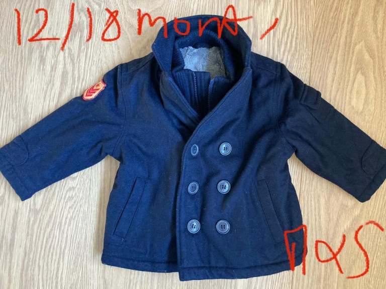 Navy coat 12/18 months from M&S