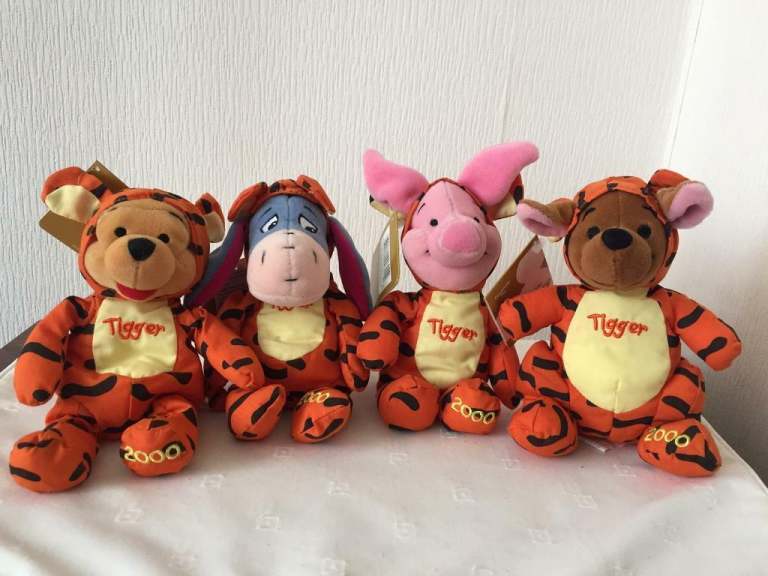 Disney Pooh Piglet Eeyore and Roo dressed as Tigger beanies 