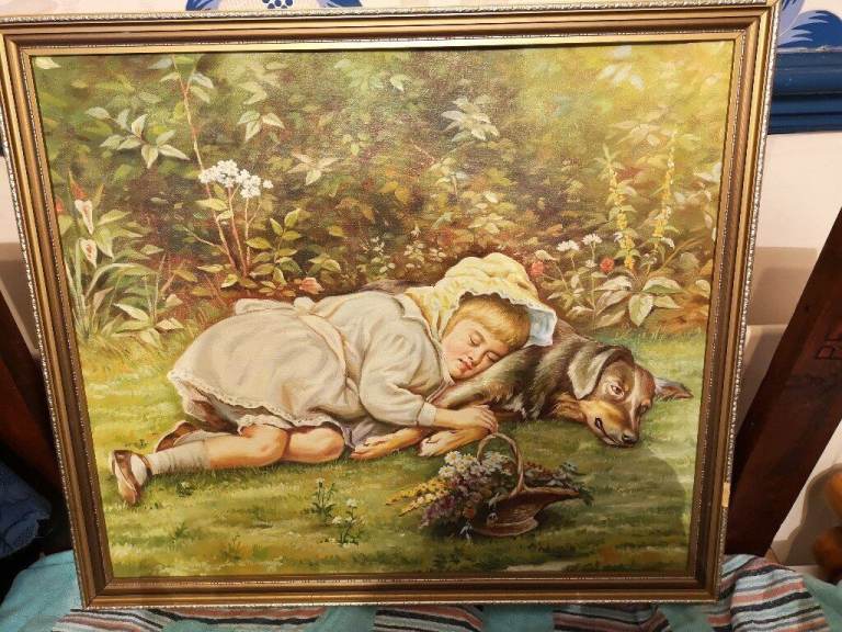 A LOVELY PICTURE OF A CHILD AND HER DOG 