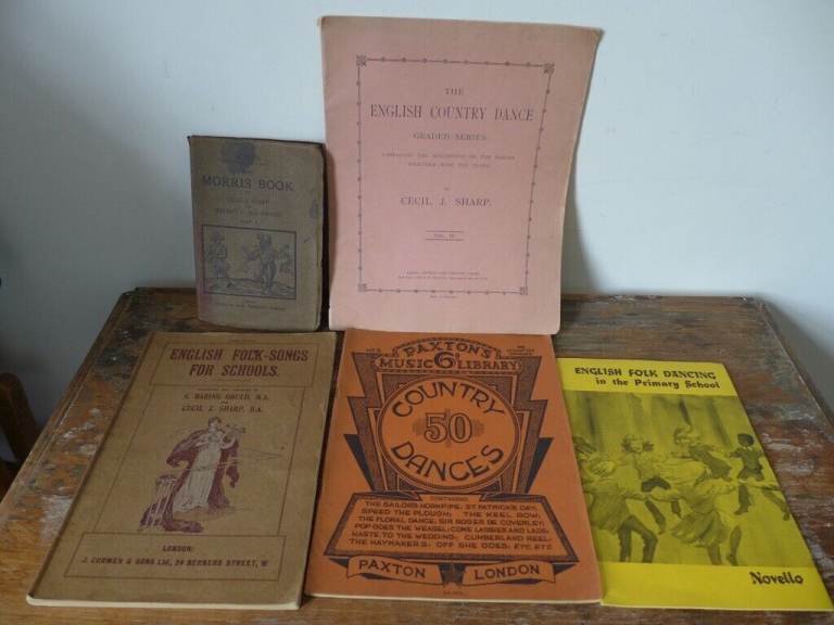 FIVE collectible vintage books on MORRIS DANCING, FOLK and COUNTRY DANCING and ENGLISH FOLK SONGS.
