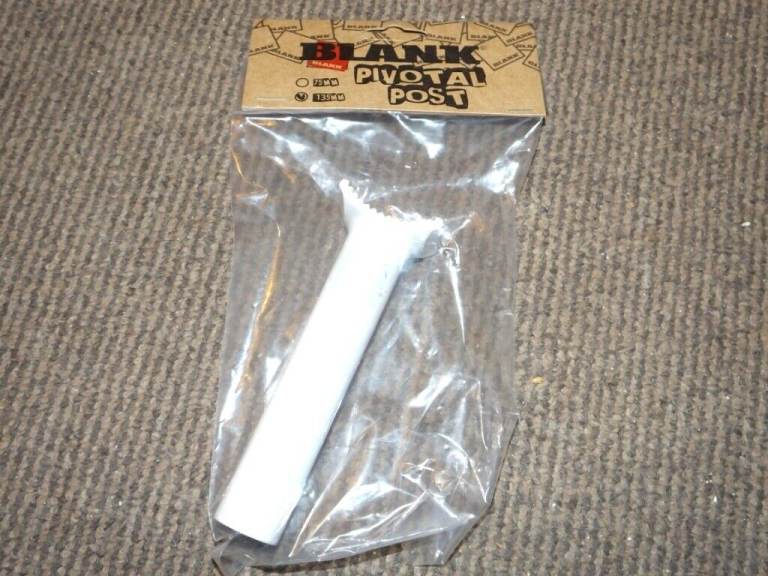 WHITE BLANK PIVOTAL POST (135MM) NEW FOR BMX