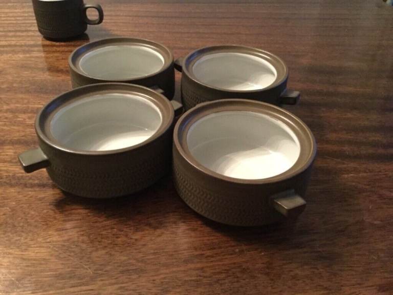 Vintage Denby Chevron 4 cereal / soup bowls