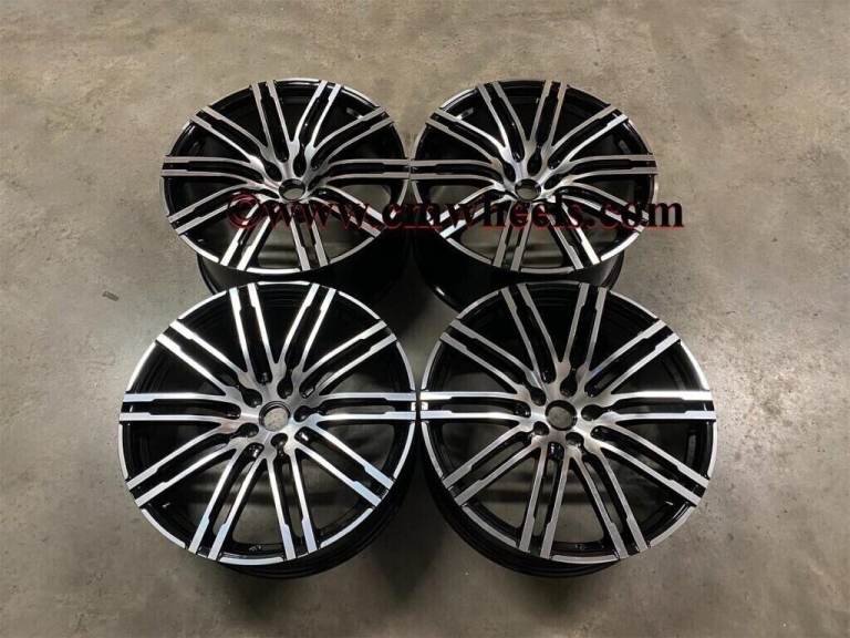 21″ Inch Porsche Macan Turbo Style Wheels Gloss black polished  5x112 66.6