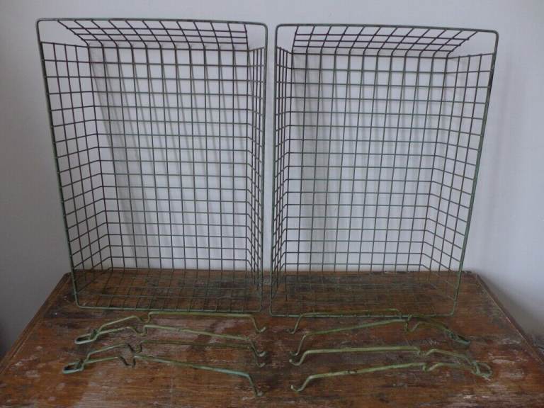 TWO-TIER VINTAGE FILING TRAYS LETTER BASKETS WITH FOUR STACKING SUPPORTS 