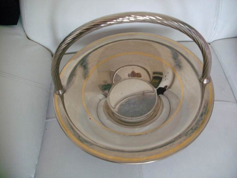 Large Silver Metal Basket Style Display Bowl