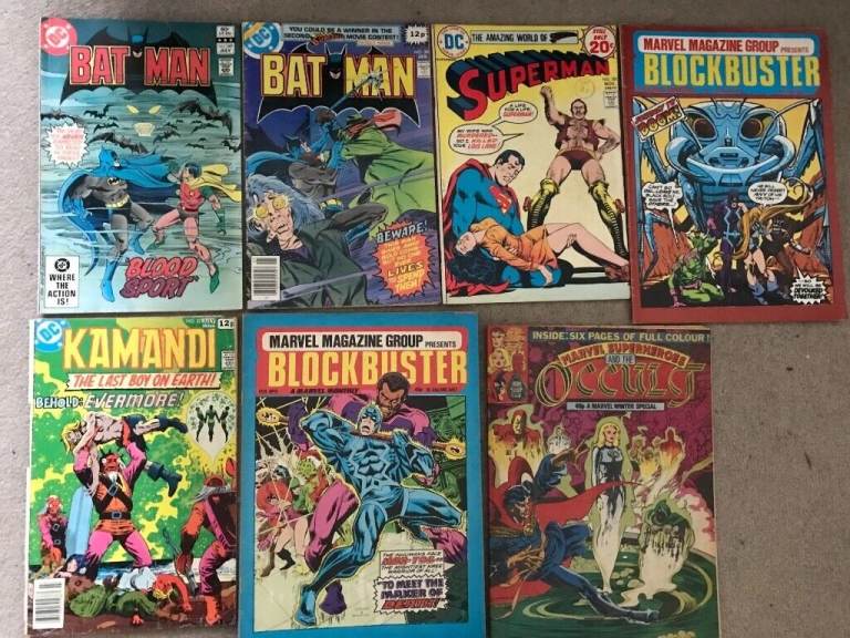 Bat Man, Superman, The Occult, Kamandi, Marvel, all original highly collectable magazines.