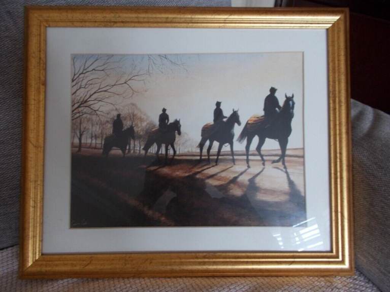 One of Two Horse Racing Pictures by Caroline Cook. Reduced in price