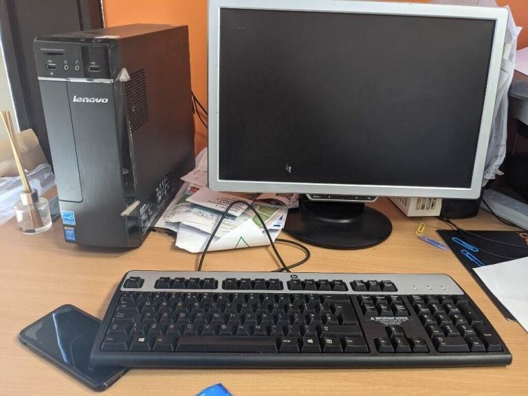 Lenovo  4GB 1TB DVDRW Windows 10 SFF Desktop & 19 Inch LCD Monitor, Keyboard & Mouse 