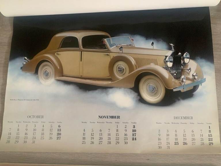 Vintage 1980s Car Calendar Prints for Framing (classic & concept cars) FORDTHORNE - 52cm x 38cm