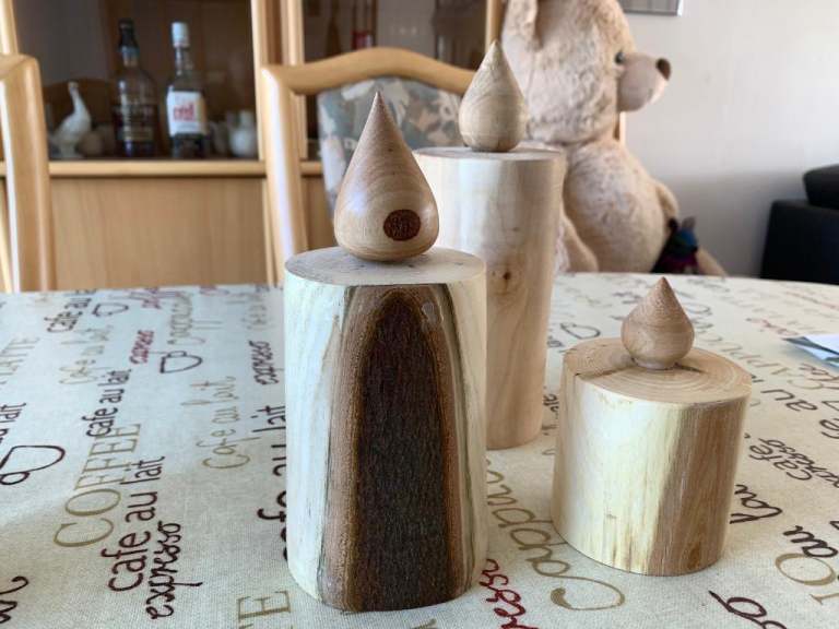 Handmade wooden candles. 