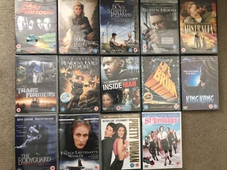DVD's, new and sealed. Transformers, Monty Python, Resident Evil, King Kong, Fast and Furious, etc