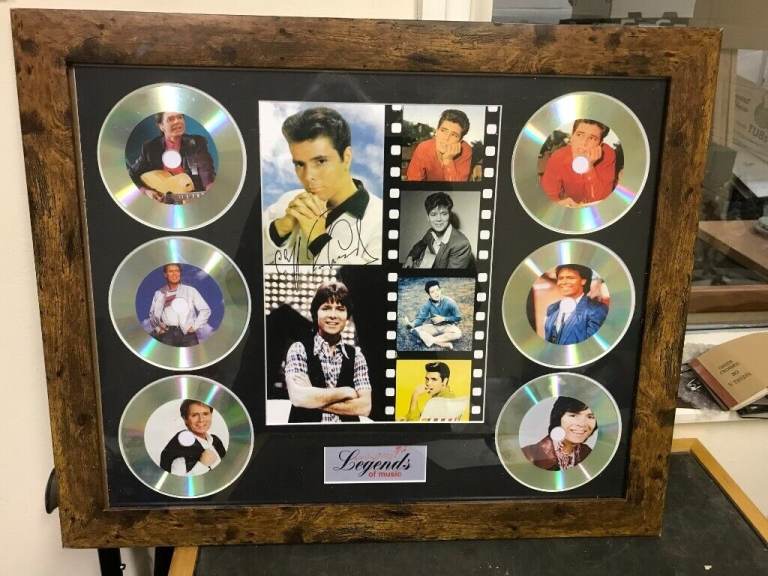 CLIFF RICHARD LEGENDS OF MUSIC CD AND PRINT IN BROWN FRAME