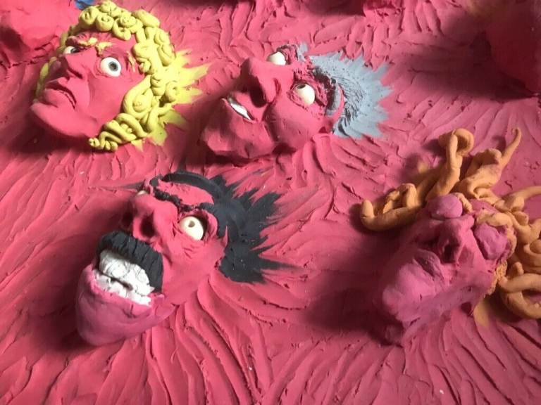Spooky weird faces. Plasticine claymation stopmotion models from TV film animation memorabilia