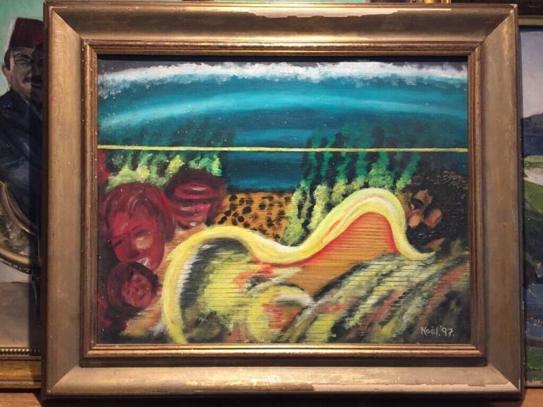Contemporary 1997 original oil on canvas painting 