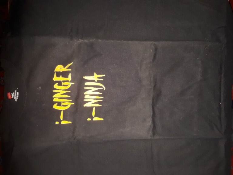 Brand New Hanes  XL Black Tee shirt with orange I Ginger - I Ninja lettering