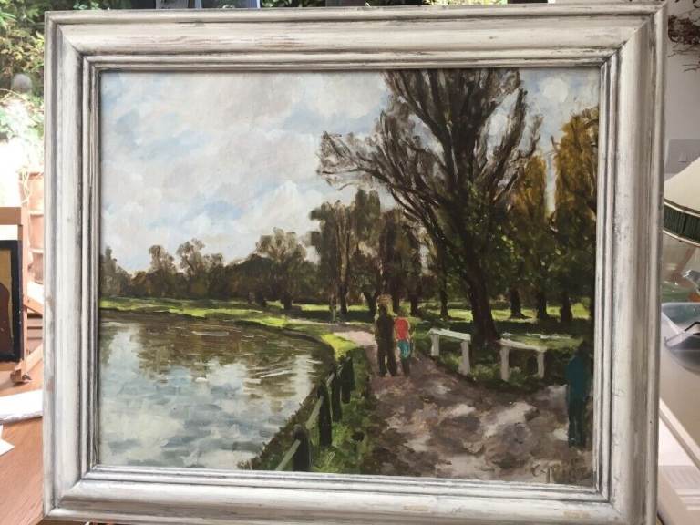 Original Cyppo Streatfield, Artist,  oil on board, Walk near Cambridge 