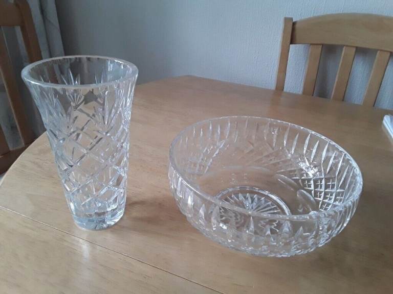 image for Crystal Glass Bowl and Vase