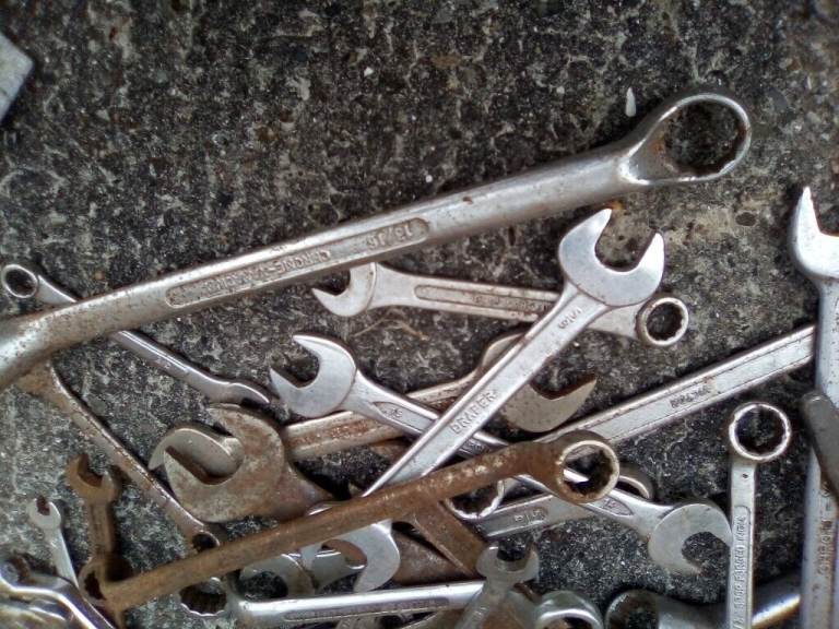 Collection of spanners and other tools , £2 per item.