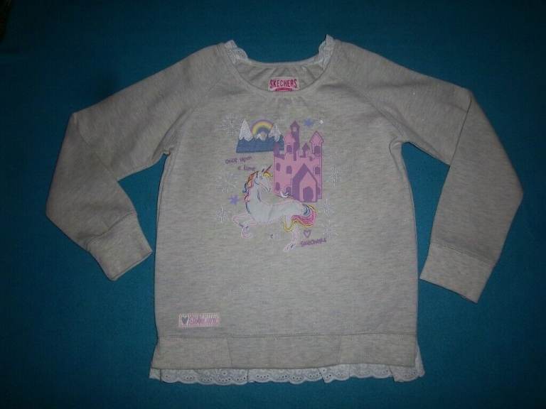 Skechers Girls Grey Unicorn Sweatshirt Age 8-9 Years IP1