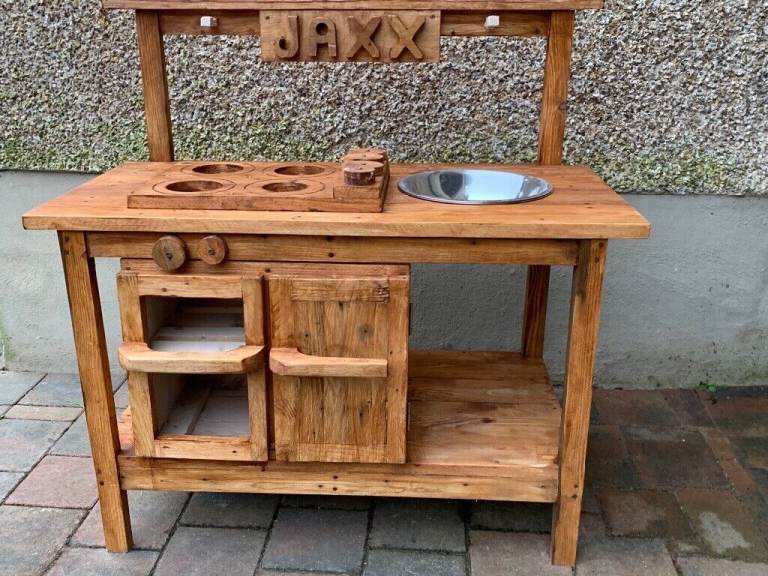 Handmade Children’s Outdoor Mud Kitchen Stained and Varnished