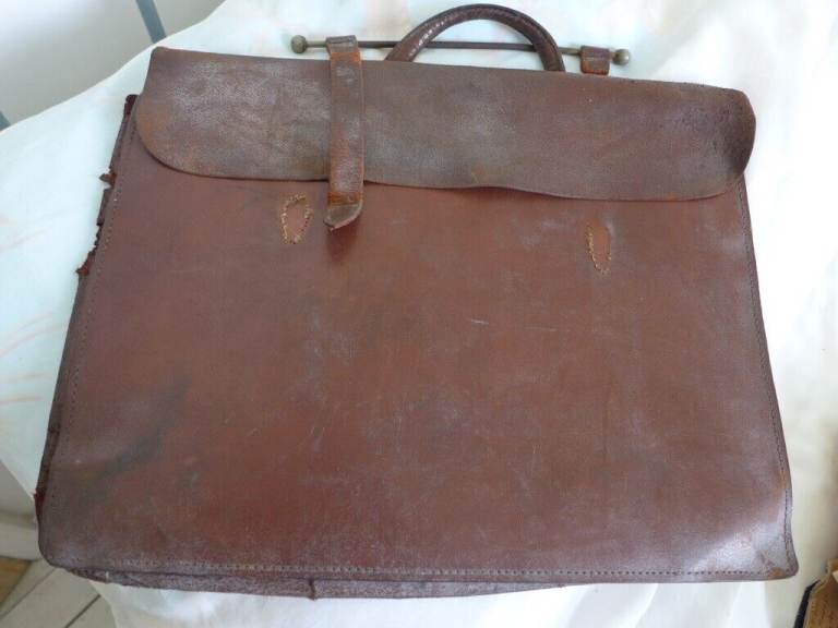 RESTORATION PROJECT: Antique Leather Sheet Music Carrying Case. Traditional. TV, Film, Theatre Prop