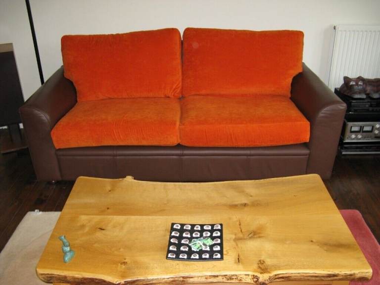 Orange cushion covers. NOT THE SOFA