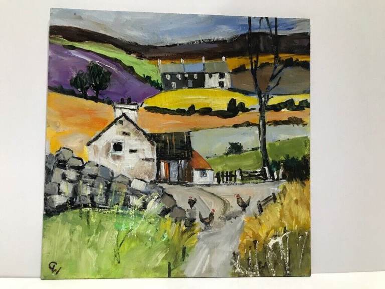 Original oil painting,Up the lane