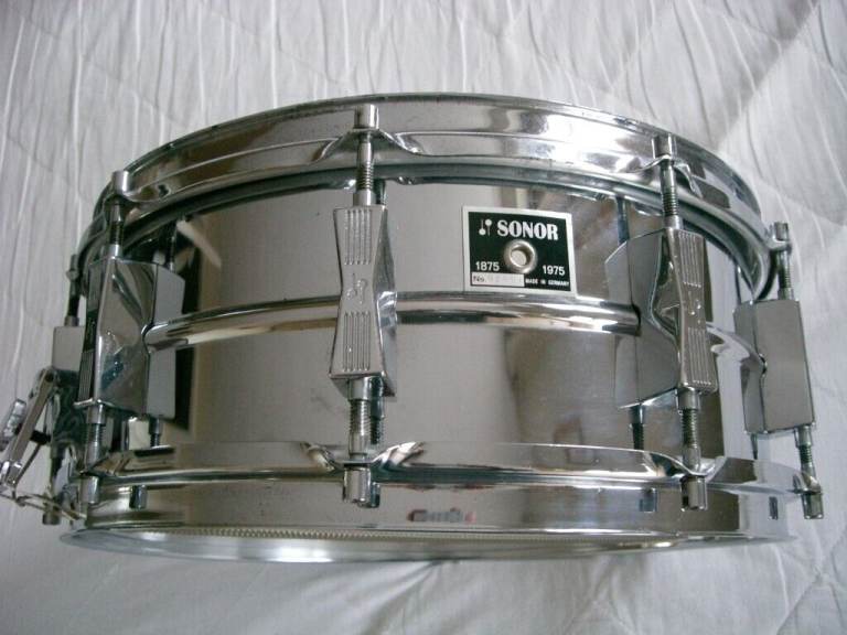 Sonor D555 seamless ferro manganese steel snare drum  14 x 5.75 - Germany - Circa '75- Vintage