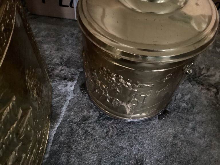 Fireside brass coal scuttle Location Peterhead 